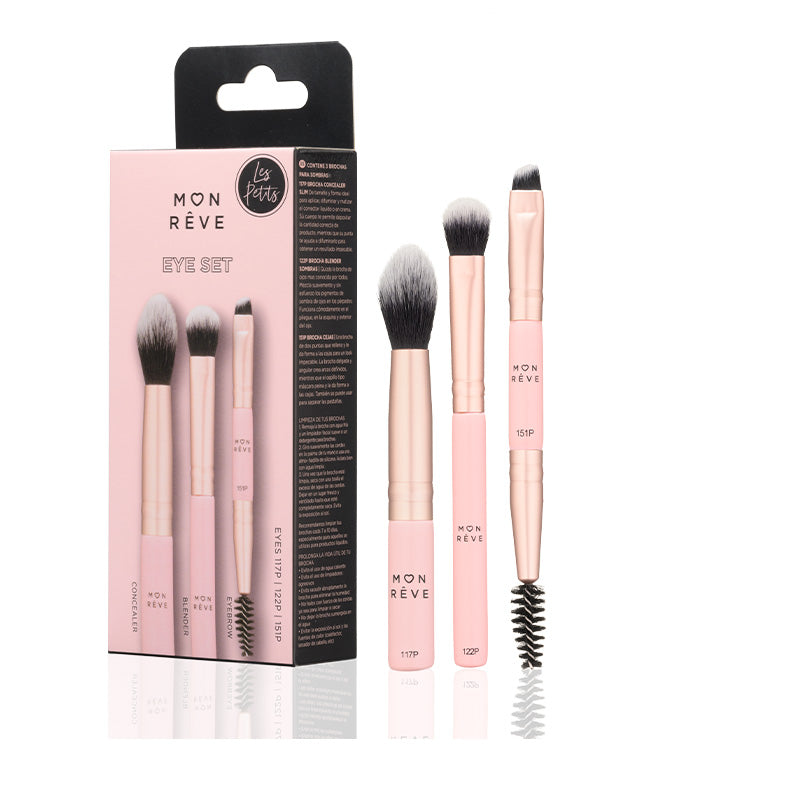 3 mini-pensler til øjne og øjenbryn - Essential kit til præcis øjenmakeup og brynpleje, perfekt til både hverdagsbrug og særlige lejligheder